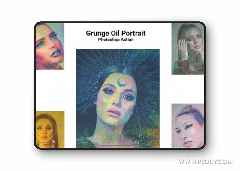 CreativeMarket - Grunge Oil Portrait Ps Action 5128352
