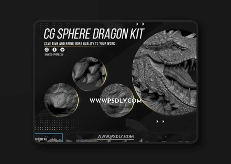 Artstation – CGSphere Dragon Kit Alphas Zbrush