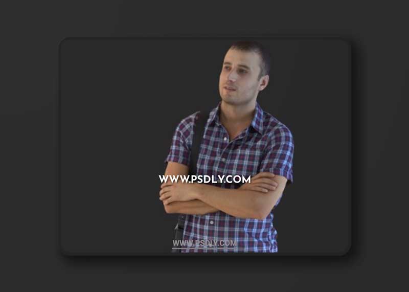 Casual Man Standing with a Bag 3d model