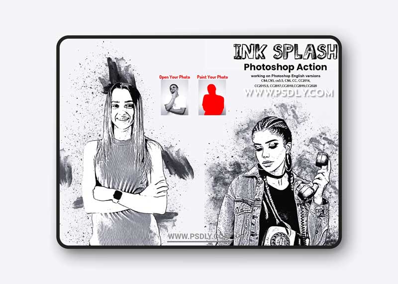CreativeMarket - Ink Splash Photoshop Action 5783283
