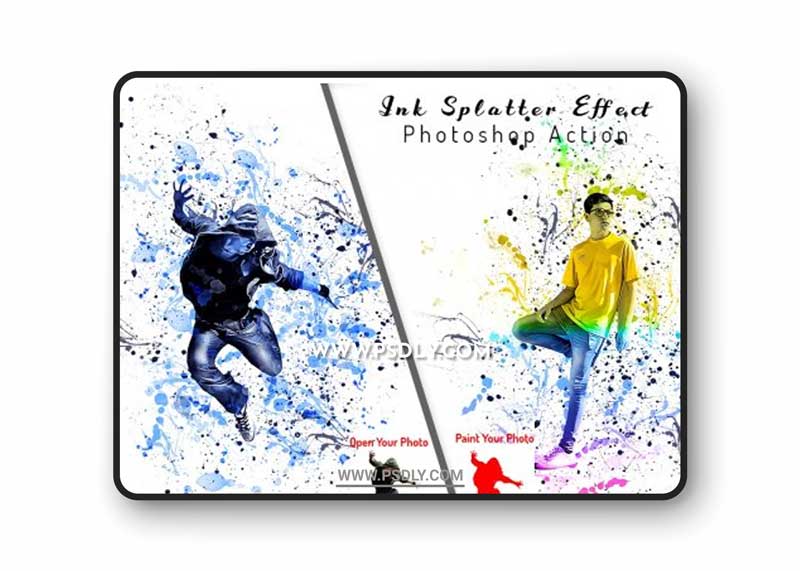 CreativeMarket - Ink Splatter Effect PS Action 6347090