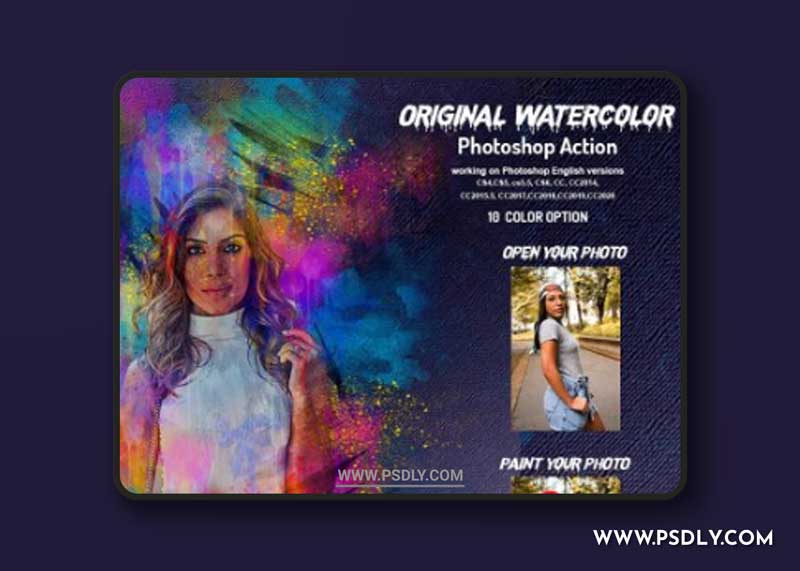 CreativeMarket - Original Watercolor Photoshop Action 6232498