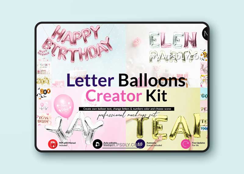 CreativeMarket - Own Letter Baloons Scene Creator 6165155