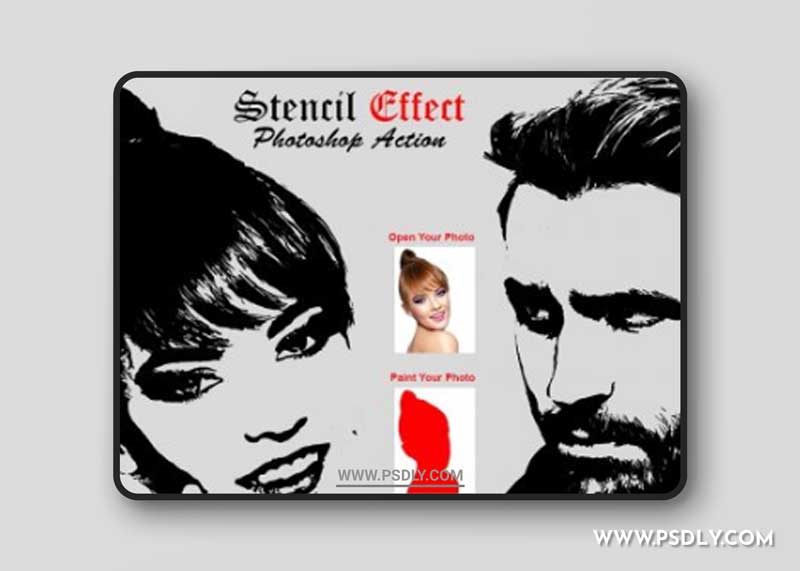 CreativeMarket - Stencil Effect Photoshop Action 6276593