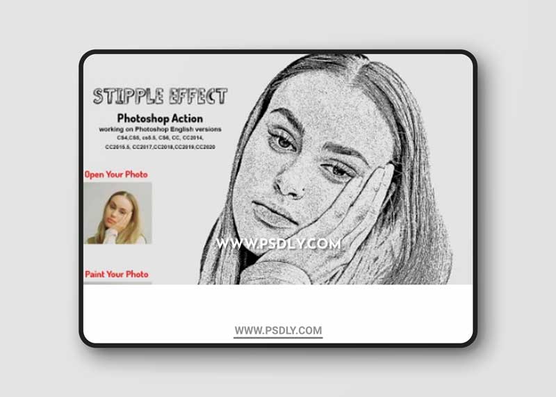 CreativeMarket - Stipple Effect Photoshop Action 6298928