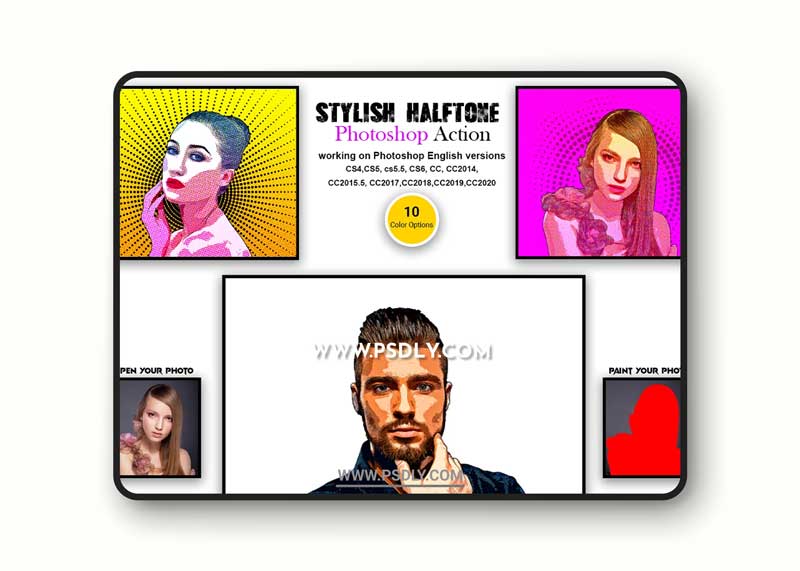 CreativeMarket - Stylish Halftone Photoshop Action 5587895