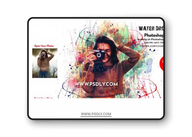 CreativeMarket - Water Drop Paint Photoshop Action 6301814