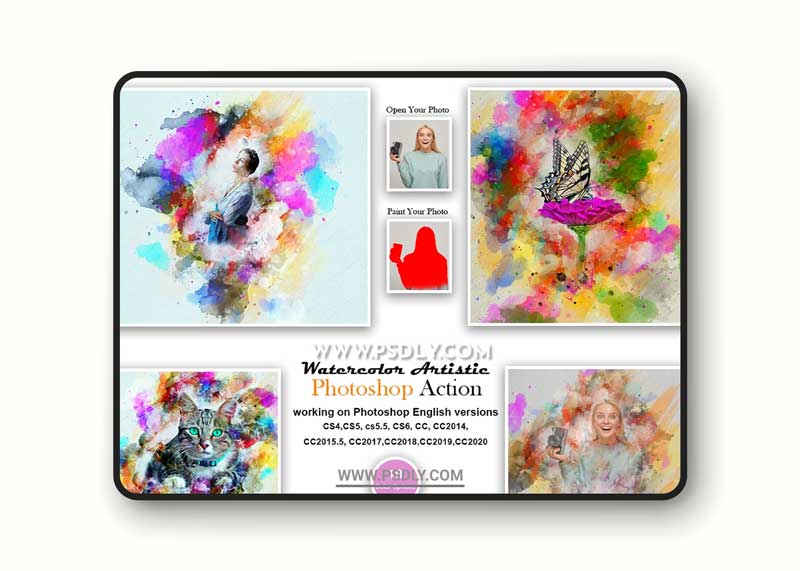 CreativeMarket - Watercolor Artistic Photoshop Action 5590766