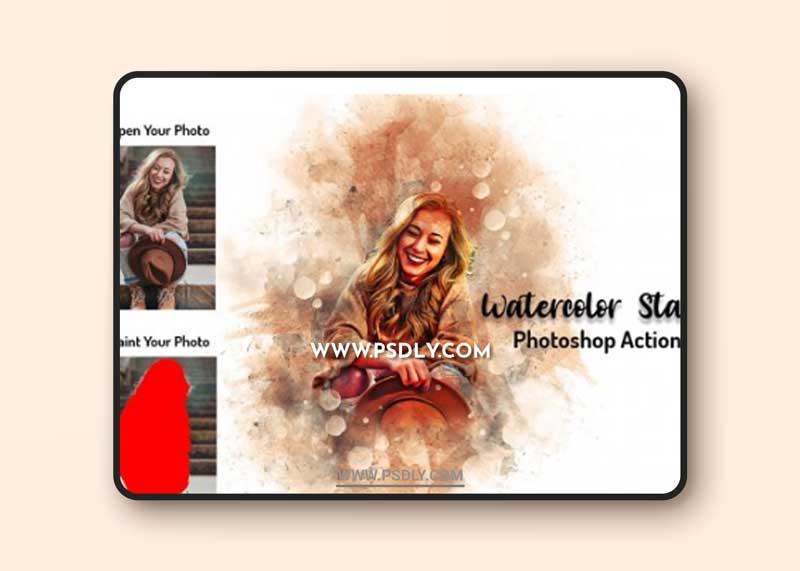 CreativeMarket - Watercolor Stain Photoshop Action 6337631