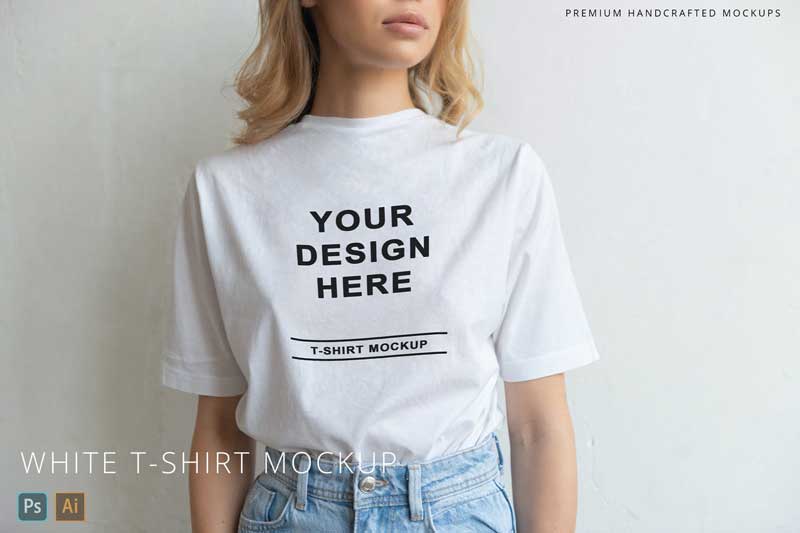 White T-Shirt on Person Mockup Close Up Minimal