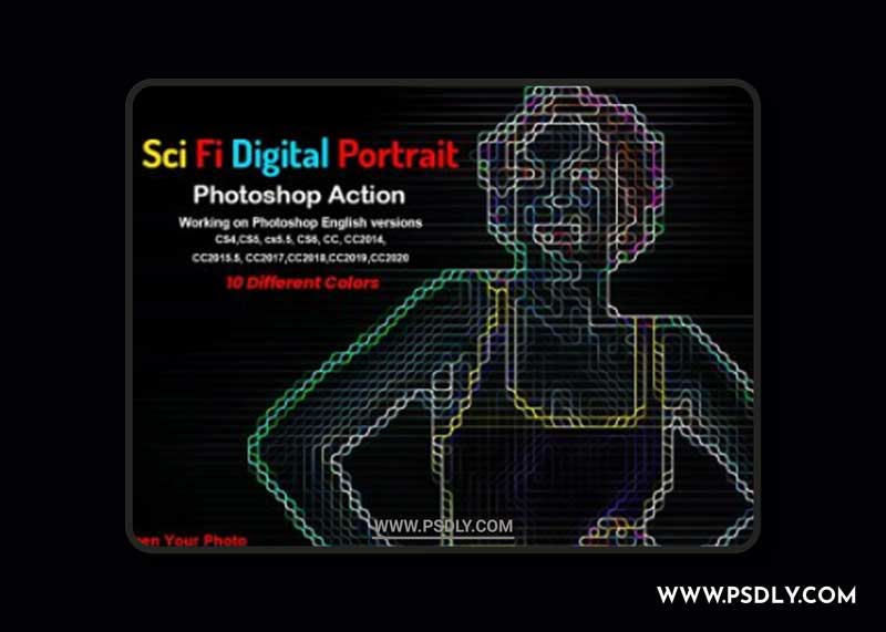 CreativeMarket - Sci-fi Digital Portrait PS Action 5904897