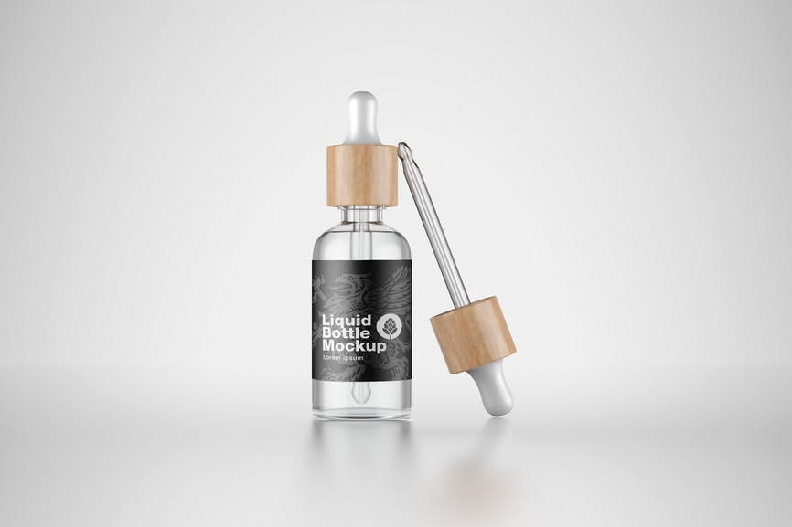 Clear Glass Dropper Bottle Mockup 3VPEVQ7