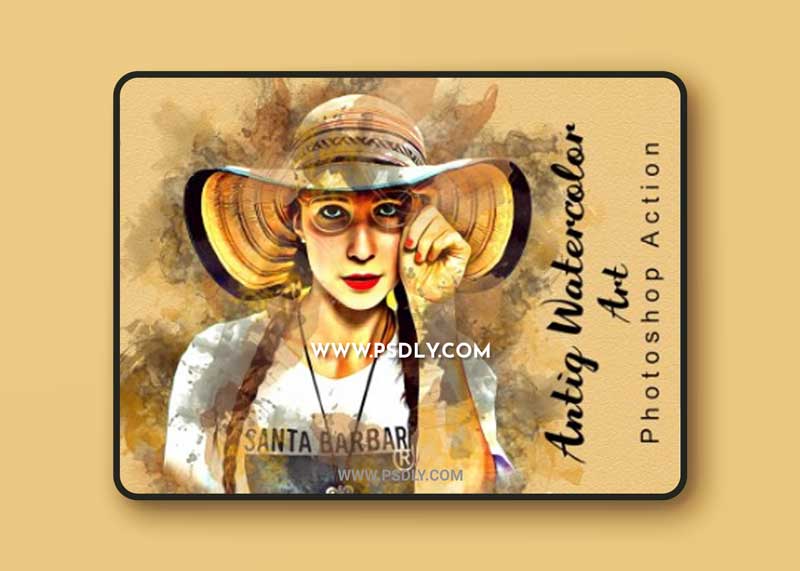 CreativeMarket - Antiq Watercolor Art PS Action 6305902