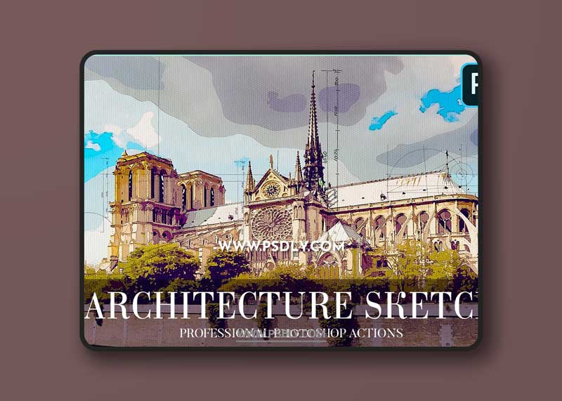 CreativeMarket - Architecture Sketch Photoshop Action 4870065