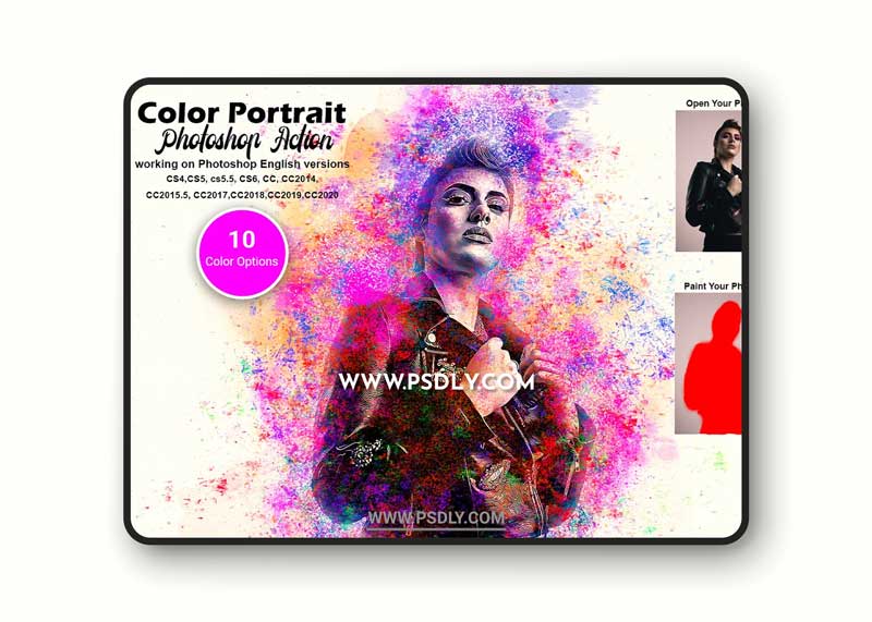 CreativeMarket - Color Portrait Photoshop Action 5621771
