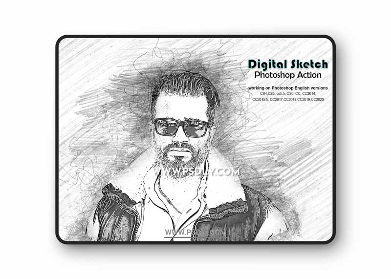 CreativeMarket - Digital Sketch Photoshop Action 5218660