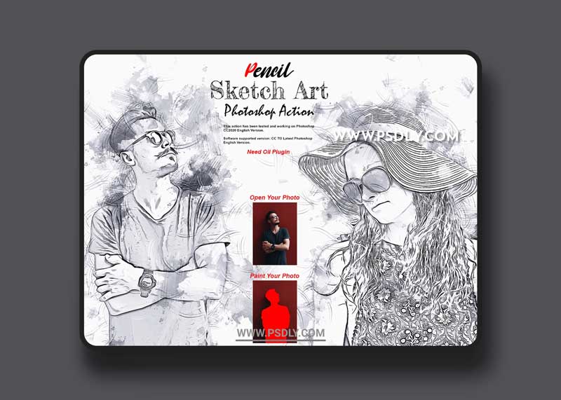 CreativeMarket - Pencil Sketch Art Photoshop Action 6397278