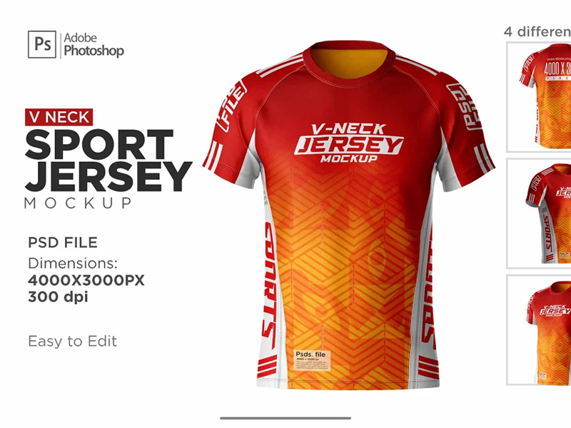 CreativeMarket - Raglan V-Neck Sport Jesey set 6294604