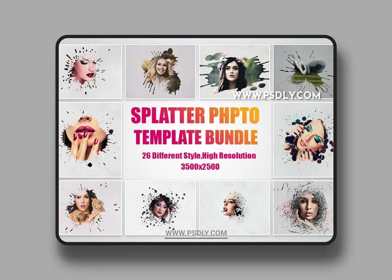 CreativeMarket - SPLATTER PHOTO TEMPLATE BUNDLE 4957159