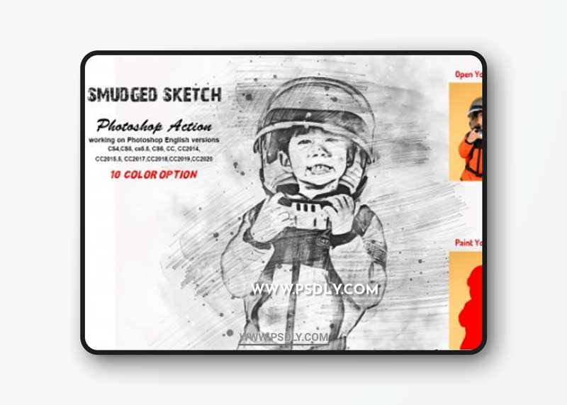 CreativeMarket - Smudged Sketch Photoshop Action 6322983