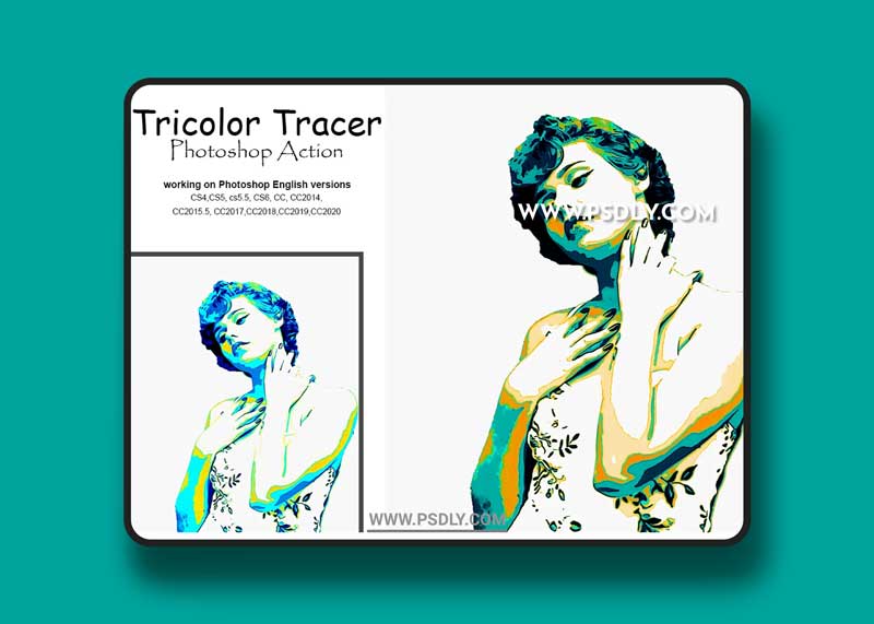 CreativeMarket - Tricolor Tracer Photoshop Action 5209958