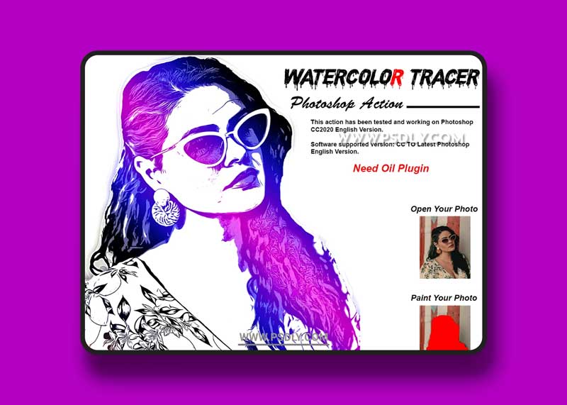 CreativeMarket - Watercolor Tracer PS Action 6406294