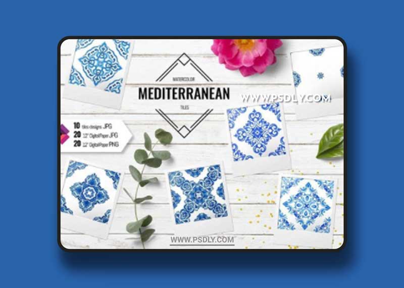 Digital Paper of Blue and White Tiles