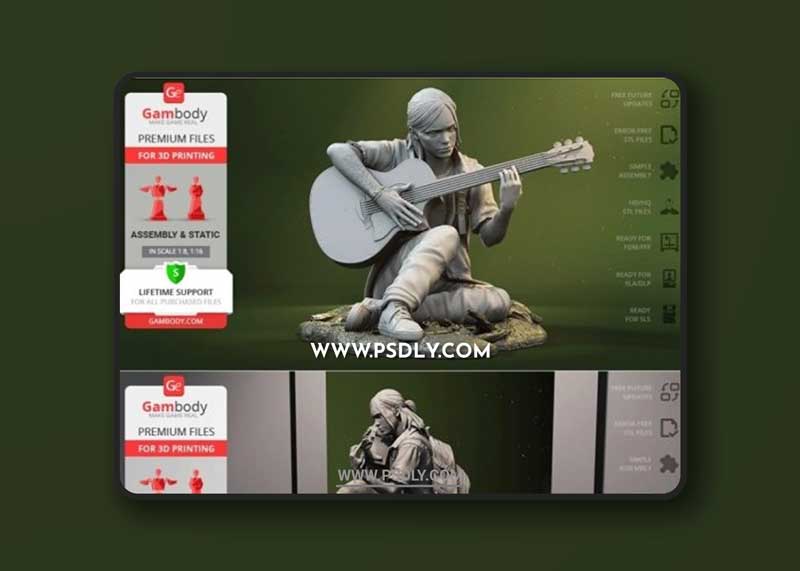 Ellie with Guitar – 3D Print Model