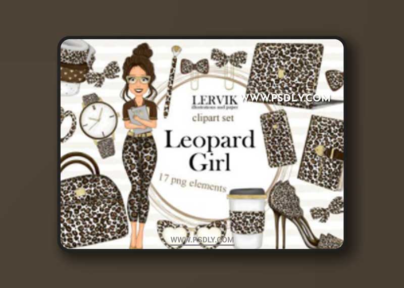 Girl Planner - Clipart Set- Leopard Print Graphic