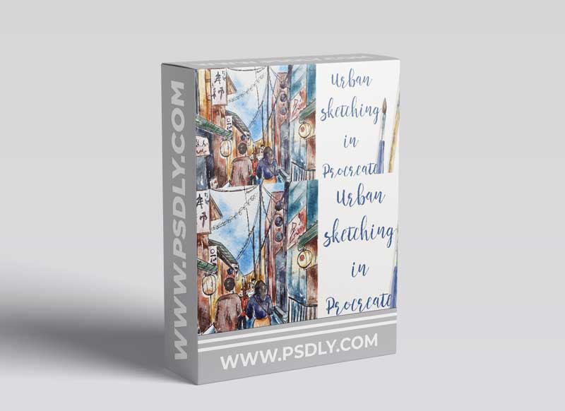 Urban Sketching in Procreate in Watercolor style - One - Point Perspective and Drawing People