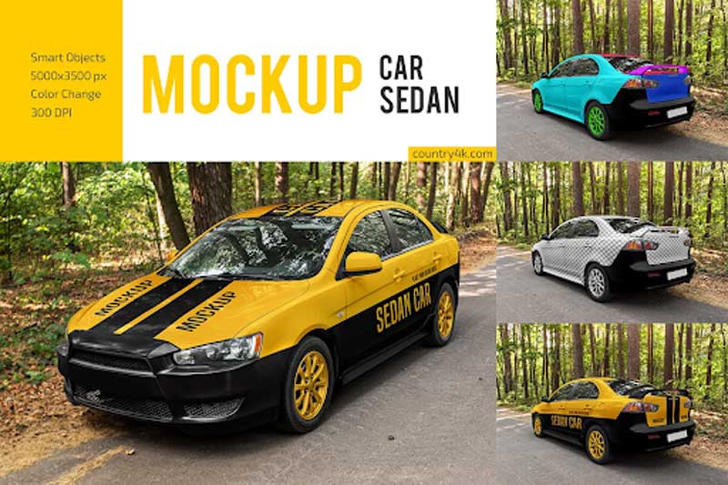 CreativeMarket - Car Sedan Mockup Set 6174869