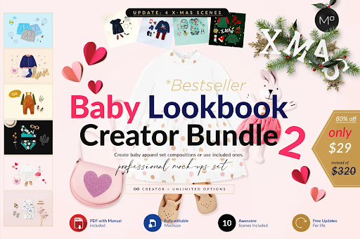 CreativeMarket - Baby Lookbook Mockup Creator Bundle 6411510