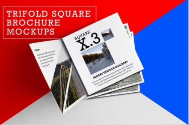 CM - Trifold Square Brochure Mockups 339108