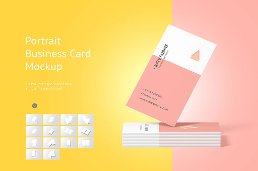 CreativeMarket - Portrait Business Card Mockup 4573982