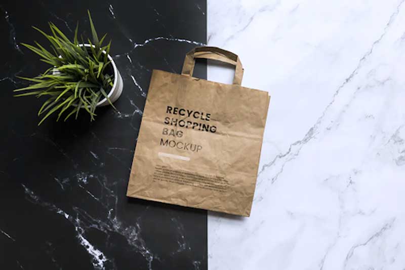 Recycle paper bag logo mockup, top view NZGL7DT