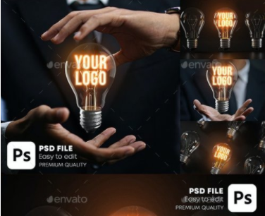 GraphicRiver - Glowing Bulb Logo Mockup Pack 28404076