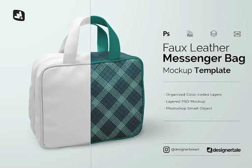 CreativeMarket - Faux Leather Messenger Bag Mockup 4815312