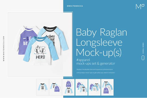 CreativeMarket - Baby Raglan Longsleeve Mock-ups Set 4548234