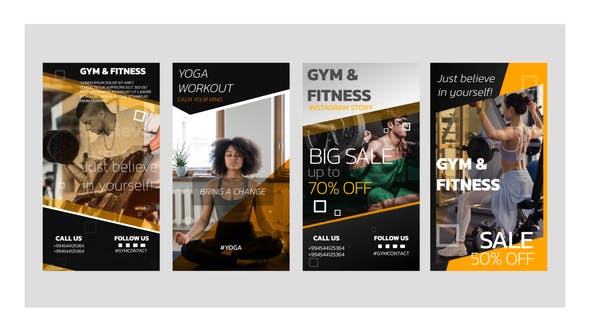 Videohive Gym and Fitness Instagram stories 33337665