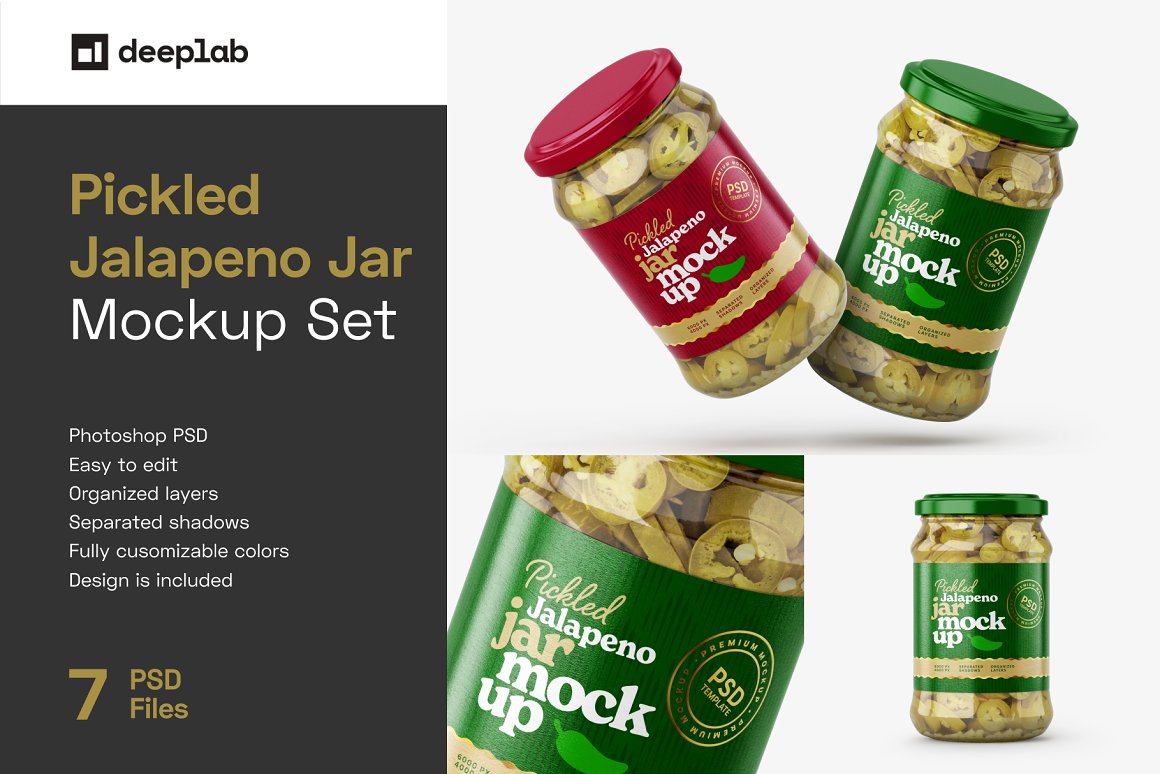 CreativeMarket - Pickled Jalapeno Jar Mockup Set 5940825