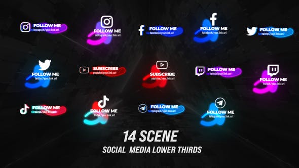Videohive Glow Social Media Lower Thirds 33718494