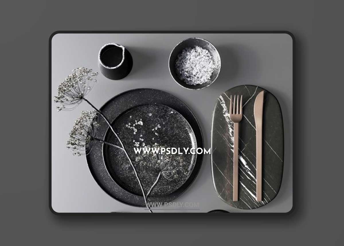Black tableware 3D Models