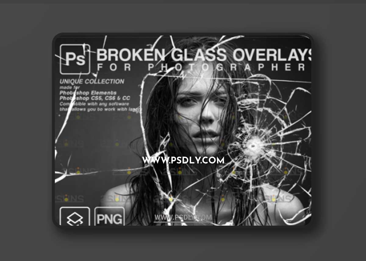 Broken Glass Photoshop Overlay.Halloween
