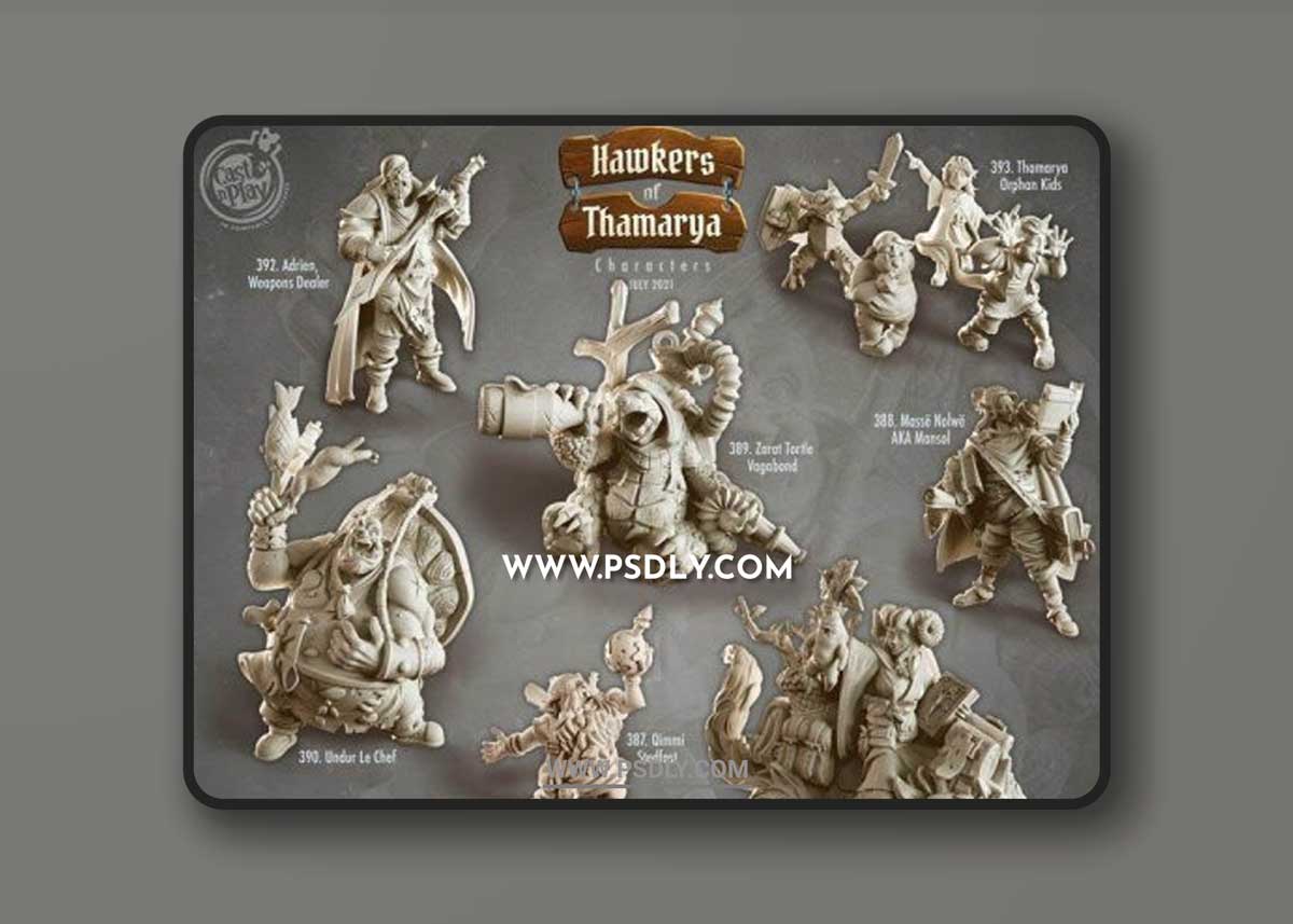 Cast n Play Patreon – Hawkers of Thamarya July 2021 3D Models