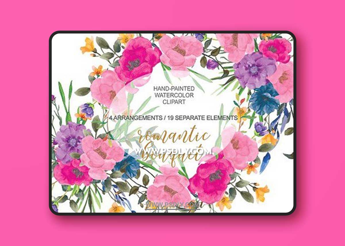 Colorful Romantic Floral Clip Art