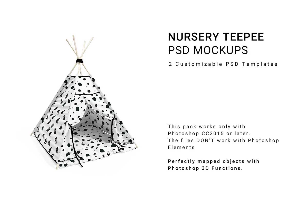 CreativeMarket - Nursery Teepee Tent 3D Mockups 5895666