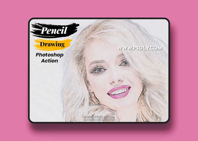 CreativeMarket - Pencil Drawing Photoshop Action 4888259