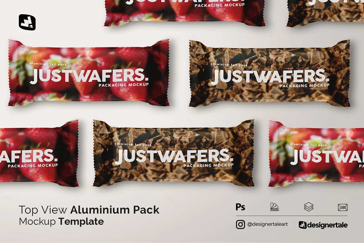 CreativeMarket - Top View Aluminium Pack Mockup 5348745