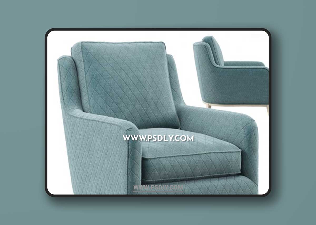 Madison Coastal Diamond Teal Milk Paint Armchair 3D Models