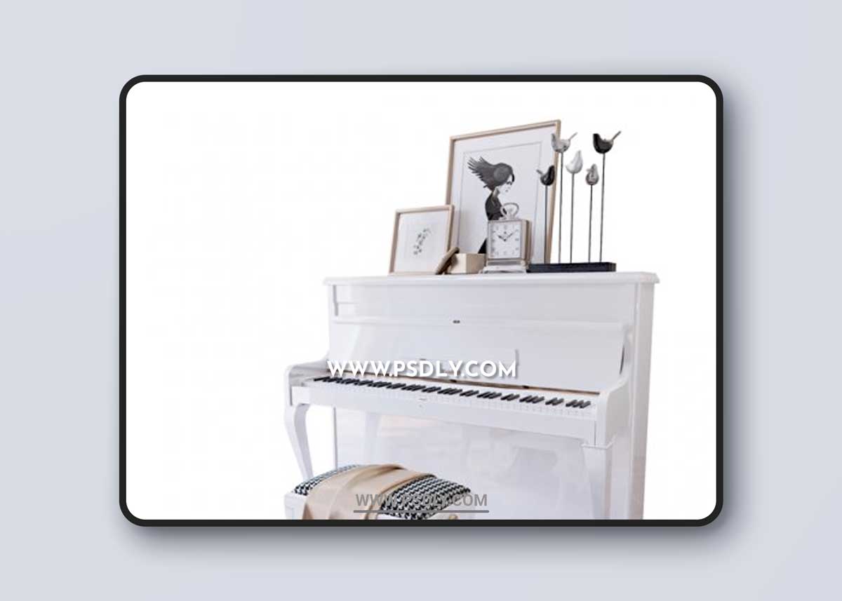 Piano Weinbach White Stool and Decor